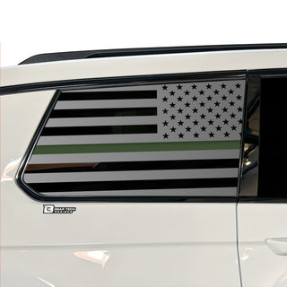 American Flag Window Vinyl Decal Stickers Fits Jeep Grand Cherokee L 2021 - 2025Blue Pink Red Green Line - Bogar Tech Designs