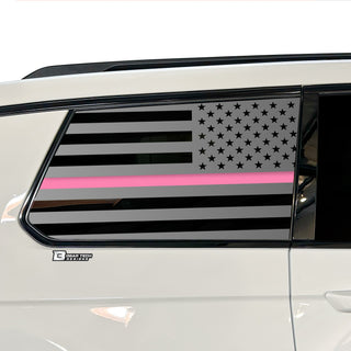 American Flag Window Vinyl Decal Stickers Fits Jeep Grand Cherokee L 2021 - 2025Blue Pink Red Green Line - Bogar Tech Designs