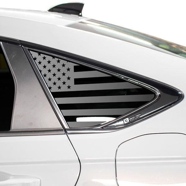 American Flag Quarter Window Decal for Honda Accord Sedan 2023-2026 – Precut Matte Black Vinyl