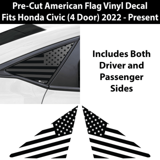 American Flag Rear Side Quarter Window Precut Decals Fits Honda Civic Hatchback 2022 - 2025 - Bogar Tech Designs