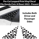 Precut Animal Cow & Leopard Vinyl Print Decals Rear Quarter Window Fits Honda Civic Hatchback 2022 2023 2024 - Bogar Tech Designs