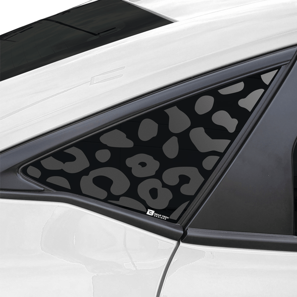 Precut Animal Cow & Leopard Vinyl Print Decals Rear Quarter Window Fits Honda Civic Hatchback 2022 2023 2024 - Bogar Tech Designs
