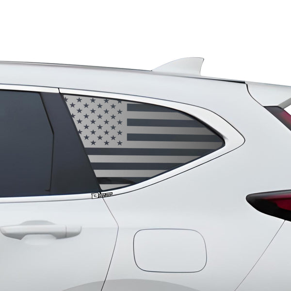 American Flag Quarter Window Decal for Honda CR-V 2017–2022 – Precut Matte Black Vinyl