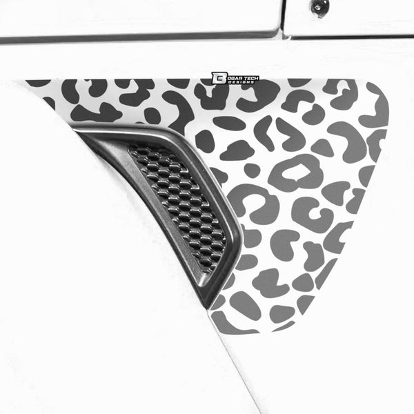 Precut Side Fender Vent Animal Leopard Print Vinyl Decal Stickers Fits Jeep Wrangler 2018 - 2025 and Gladiator 2020 - 2025 - Bogar Tech Designs