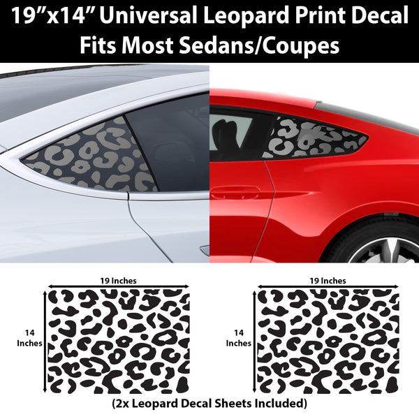 Universal Fit Animal Cow Leopard Cheetah Print Third Quarter Window Decal Stickers Compatible with Most Sedans and Coupes - Bogar Tech Designs