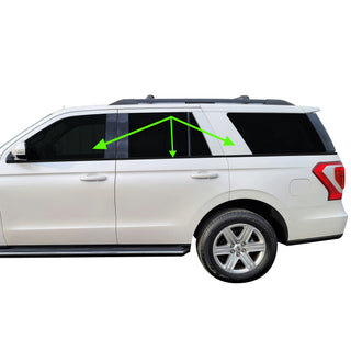 Window Vinyl Chrome Delete Trim Blackout Decal Stickers Cover Overlay Fits Ford Expedition 2018-2024