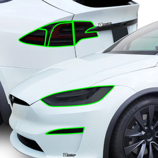Full Headlight Taillight Precut Smoked PPF Tint Kit Film Overlay Fits Tesla Model X 2022 - 2025 - Bogar Tech Designs