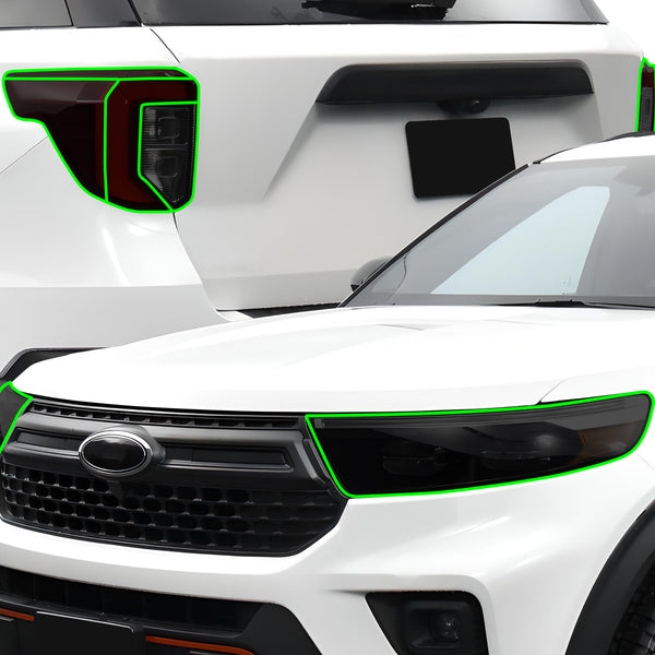 Ford Explorer 2020–2024 Dark Smoke Headlight & Taillight Tint Kit – Precut Vinyl Lens Overlays