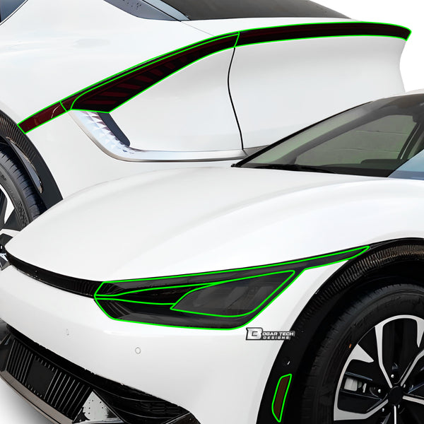 KIA EV6 2021–2024 Dark Smoke Headlight & Taillight Tint Kit – Precut Vinyl Lens Overlays