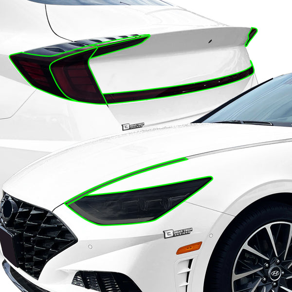 Hyundai Sonata 2020–2023 Dark Smoke Headlight & Taillight Tint Kit – Precut Vinyl Lens Overlays