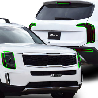 Full Headlight Taillight Precut Smoked PPF Tint Kit Film Overlay Fits Kia Telluride 2020 - 2025 - Bogar Tech Designs