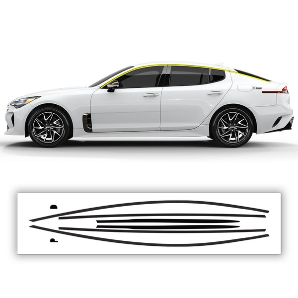 Kia Stinger 2018-2023 Window Trim Blackout Chrome Delete Kit – Precut Gloss Black Vinyl Overlays