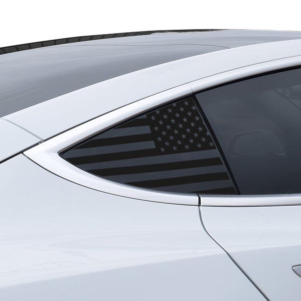 American Flag Quarter Window Decal for Tesla Model 3 2017-2023 β Precut Matte Black Vinyl