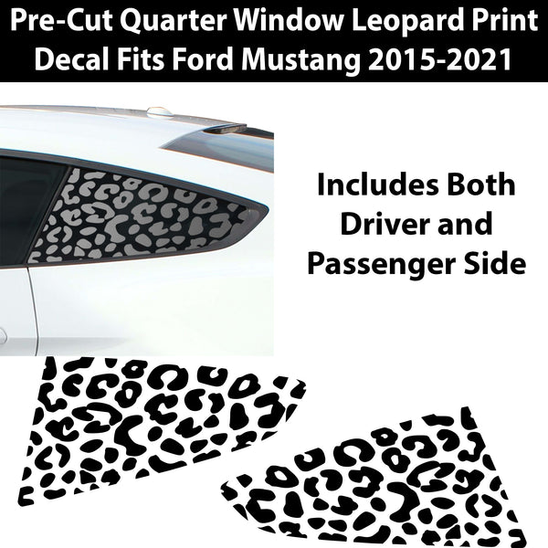 Precut Quarter Window Animal Leopard Print Decal Sticker Fits Ford Mustang 2015 - 2022 - Bogar Tech Designs