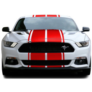 Buy red Premium Hood Roof Front Rear Bumper Car Vinyl Racing Stripe Wrap Decal Sticker with Pinstripe Graphic Scat Pack Charger Challenger Mustang Camaro