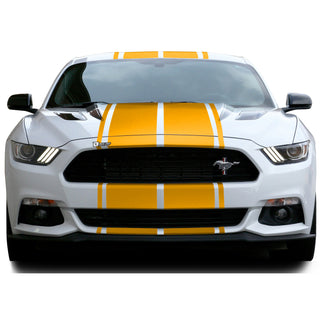 Buy yellow Premium Hood Roof Front Rear Bumper Car Vinyl Racing Stripe Wrap Decal Sticker with Pinstripe Graphic Scat Pack Charger Challenger Mustang Camaro