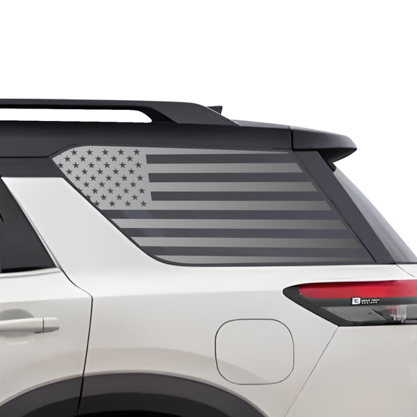 American Flag Quarter Window Decal for Nissan Pathfinder 2022-2026 – Precut Matte Black Vinyl