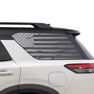 Buy distressed-black American Flag Quarter Window Vinyl Decal Stickers Fits Nissan Pathfinder 2022 2023