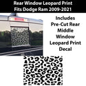 Rear Middle Window Leopard Print Vinyl Decal Fits Dodge Ram 2009 - 2023 - Bogar Tech Designs