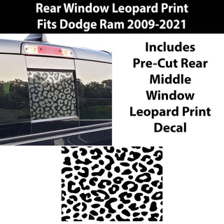 Rear Middle Window Leopard Print Vinyl Decal Fits Dodge Ram 2009 - 2023 - Bogar Tech Designs