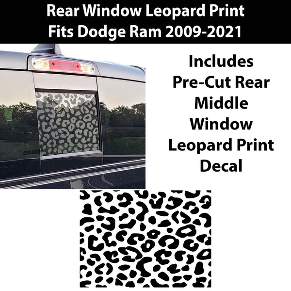Rear Middle Window Leopard Print Vinyl Decal Fits Dodge Ram 2009 - 2023 - Bogar Tech Designs