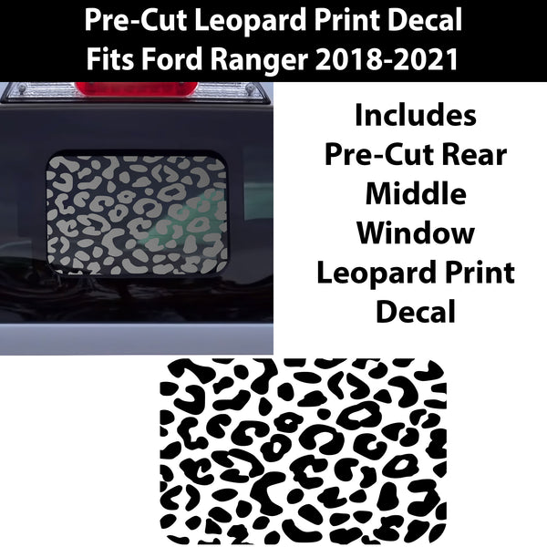 Precut Rear Middle Window Animal Leopard Print Vinyl Decal Fits Ford Ranger 2018 - 2022 - Bogar Tech Designs