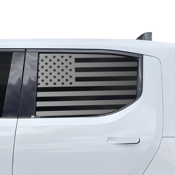 American Flag Side Window Decal for Rivian R1T – Precut Matte Black Vinyl