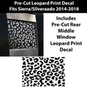 Rear Middle Window Leopard Print Vinyl Decal Fits Chevy GMC Silverado Sierra 2014 - 2018 - Bogar Tech Designs
