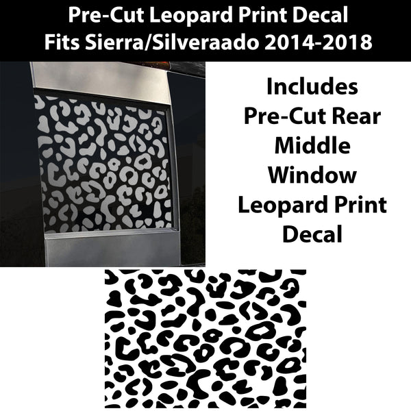 Rear Middle Window Leopard Print Vinyl Decal Fits Chevy GMC Silverado Sierra 2014 - 2018 - Bogar Tech Designs