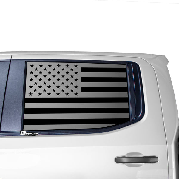 American Flag Side Window Decal for Chevy Silverado GMC Sierra 2019-2026 β Precut Matte Black Vinyl