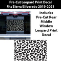 Rear Back Middle Window Leopard Print Vinyl Decal Stickers Fits Chevy Silverado and GMC Sierra 2019 - 2022 - Bogar Tech Designs