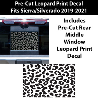 Rear Back Middle Window Leopard Print Vinyl Decal Stickers Fits Chevy Silverado and GMC Sierra 2019 - 2022 - Bogar Tech Designs