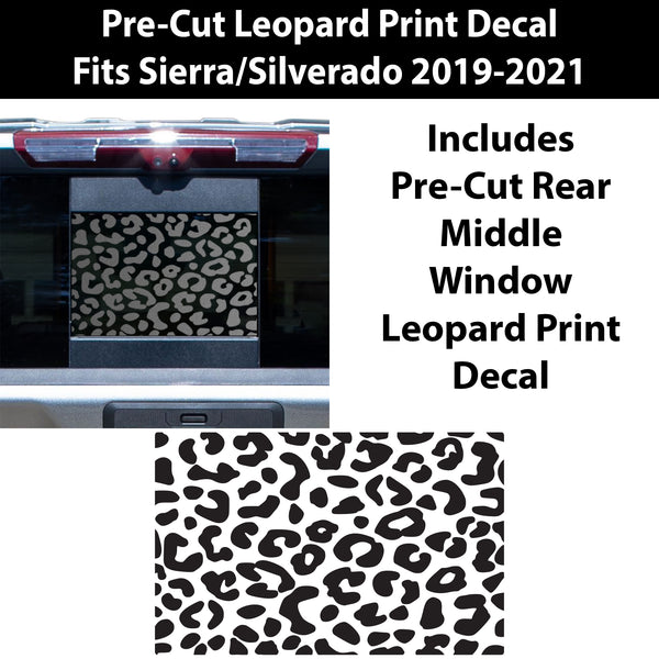 Rear Back Middle Window Leopard Print Vinyl Decal Stickers Fits Chevy Silverado and GMC Sierra 2019 - 2022 - Bogar Tech Designs