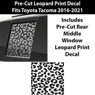 Precut Rear Middle Window and Side Window Leopard Cow Print Vinyl Decal Fits Toyota Tacoma 2016 - 2023 - Bogar Tech Designs
