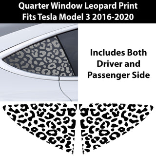 Precut Quarter Window Leopard Print Vinyl Decal Sticker Fits Tesla Model 3 - Bogar Tech Designs