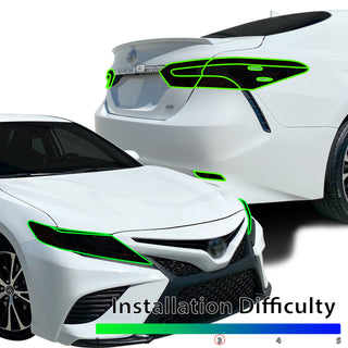 Complete Full Headlight Taillight Precut Overlay Tint Kit with Tools Fits Toyota Camry 2018-2023