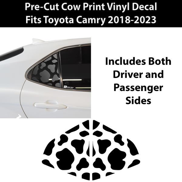 Cow Leopard Print Animal Decal Rear Side Quarter Window Precut Fits Toyota Camry 2018 - 2023 - Bogar Tech Designs