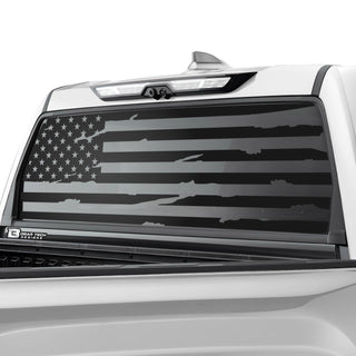 Buy distressed-black American Flag Rear Window Windshield Vinyl Decal Stickers Fits Toyota Tundra 2022 2023