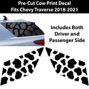 Precut Cow Print Rear Side Quarter Window Decal Stickers Fits Chevy Traverse 2018 - 2023 - Bogar Tech Designs