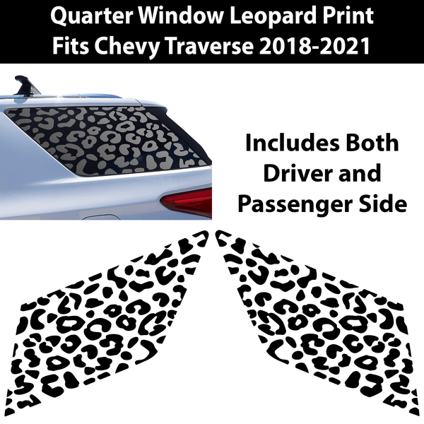 Precut Leopard Cheetah Rear Side Quarter Window Decal Sticker Fits Chevy Traverse 2018 - 2023 - Bogar Tech Designs