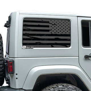 American Flag Window Vinyl Decal Stickers Fits 4 Door Jeep Wrangler JKU 2011 - 2018 - Bogar Tech Designs