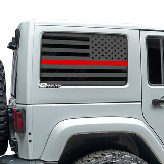 American Flag Window Vinyl Decal Stickers Fits 4 Door Jeep Wrangler JKU 2011 - 2018 - Bogar Tech Designs