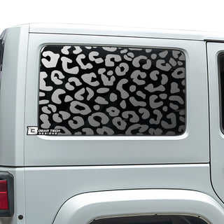 Precut Leopard Cheetah Rear Side Quarter Window Decal Sticker Fits 4 Door Jeep Wrangler JKU 2011 - 2018 - Bogar Tech Designs