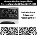 Precut Leopard Cheetah Rear Side Quarter Window Decal Sticker Fits 2 Door Jeep Wrangler JK 2011 - 2018 - Bogar Tech Designs