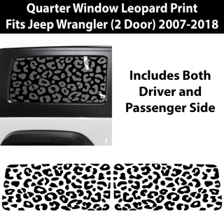 Precut Leopard Cheetah Rear Side Quarter Window Decal Sticker Fits 2 Door Jeep Wrangler JK 2011 - 2018 - Bogar Tech Designs