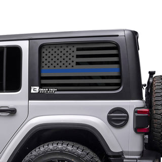 American Flag Window Vinyl Decal Stickers Fits 4 Door Jeep Wrangler JLU 2018 - 2025 - Bogar Tech Designs