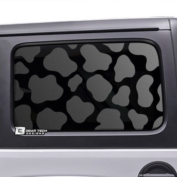 Precut Cow Print Rear Side Quarter Window Decal Stickers Fits The 4 Door Jeep Wrangler JLU 2018 - 2024 - Bogar Tech Designs