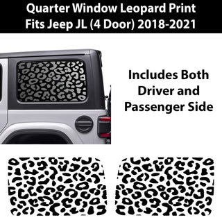Precut Leopard Cheetah Rear Side Quarter Window Decal Sticker Fits The 4 Door Jeep Wrangler JLU 2018 - 2024 - Bogar Tech Designs