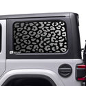 Precut Leopard Cheetah Rear Side Quarter Window Decal Sticker Fits The 4 Door Jeep Wrangler JLU 2018 - 2024 - Bogar Tech Designs