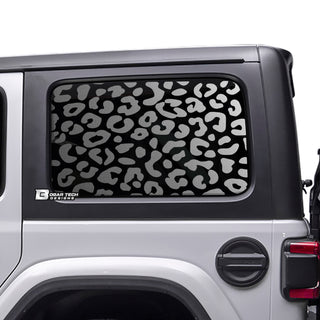 Precut Leopard Cheetah Rear Side Quarter Window Decal Sticker Fits The 4 Door Jeep Wrangler JLU 2018 - 2024 - Bogar Tech Designs